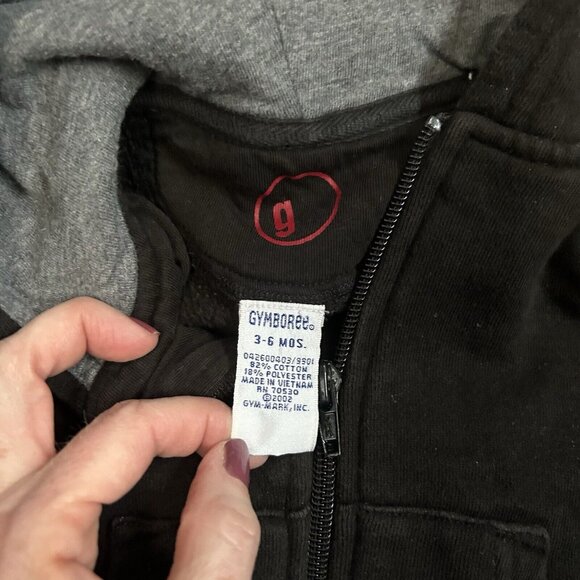 Gymboree 3-6 mo boys gray and black full zip hoodie sweatshirt set 2 baby - Picture 6 of 8